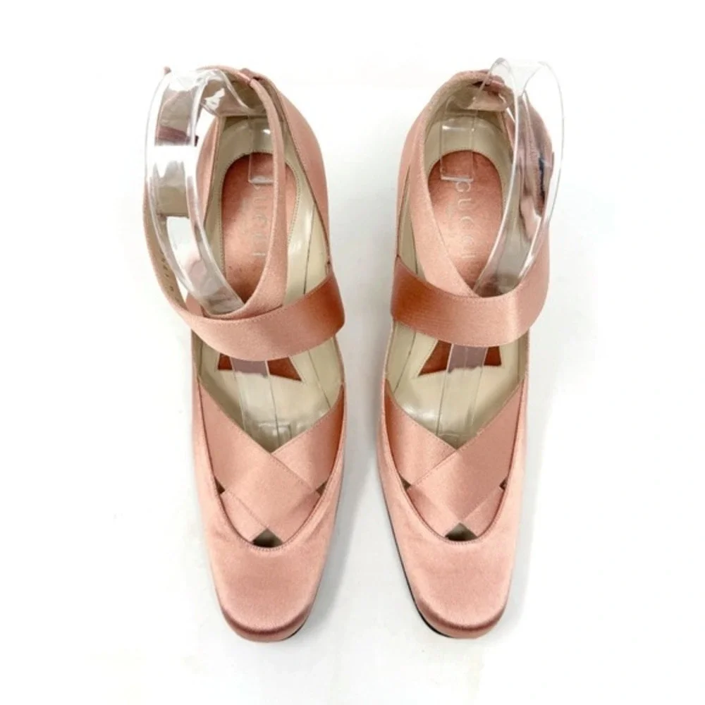 Gucci Tom Ford 2001 Runway Satin Heels Pink‎ 37.5 Vintage Y2k